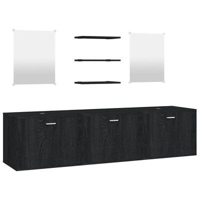 vidaXL 6 Piece Bathroom Furniture Set Black Engineered Wood