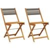 vidaXL Bistro Chairs 2 pcs Grey Solid Wood Acacia and Rope