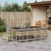 vidaXL 13 Piece Garden Dining Set with Cushions Mix Beige Poly Rattan