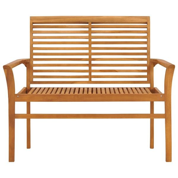 vidaXL Garden Bench with Cream Cushion 112 cm Solid Teak Wood