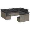 vidaXL 11 Piece Garden Sofa Set with Cushions Grey Poly Rattan
