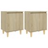 vidaXL Bed Cabinets with Solid Wood Legs 2 pcs Sonoma Oak 40x30x50 cm