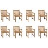 vidaXL Outdoor Chairs 8 pcs Solid Teak Wood