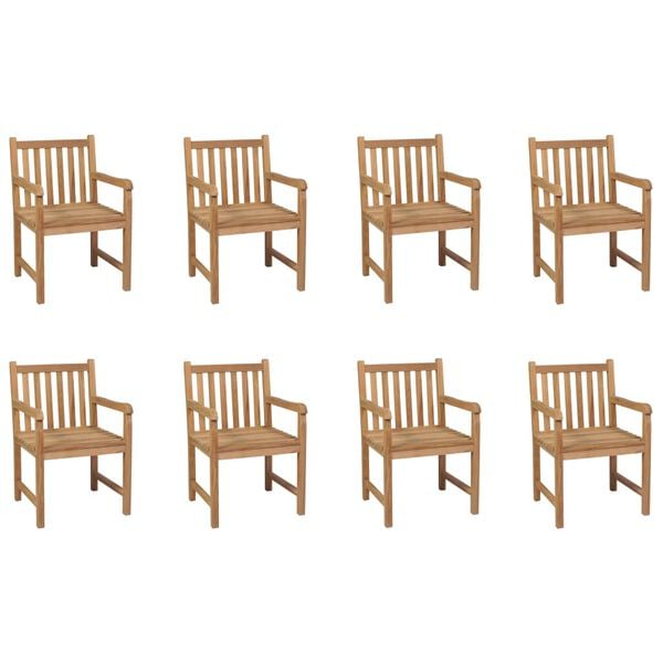 vidaXL Outdoor Chairs 8 pcs Solid Teak Wood