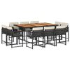vidaXL 11 Piece Garden Dining Set with Cushions Black Poly Rattan