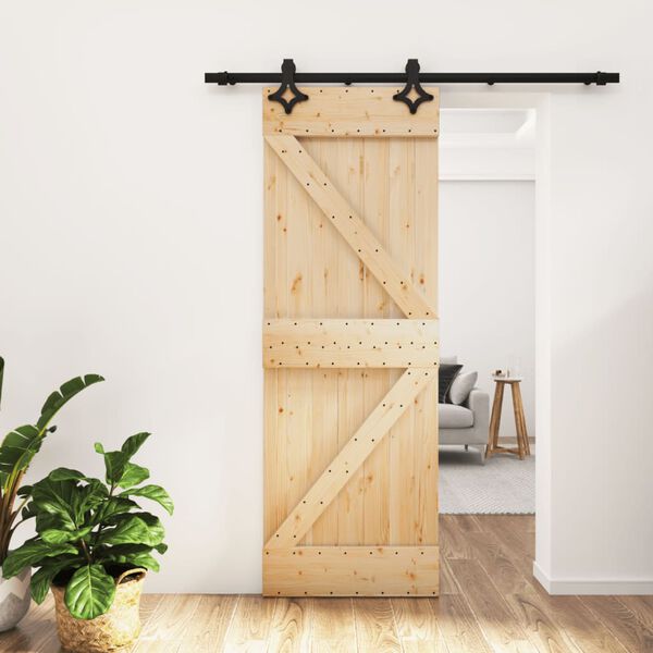 vidaXL Sliding Door with Hardware Set 70x210 cm Solid Wood Pine