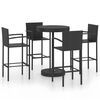 vidaXL 5 Piece Garden Bar Set Poly Rattan Black