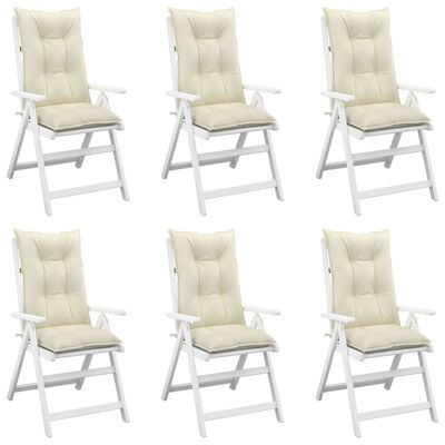 vidaXL Garden Highback Chair Cushions 6 pcs Cream 120x50x7 cm Fabric