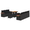 vidaXL Garden Sofa Set 10 pcs Black Poly Rattan