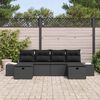 vidaXL Garden Sofa Set with Cushion 6 pcs Black Poly Rattan