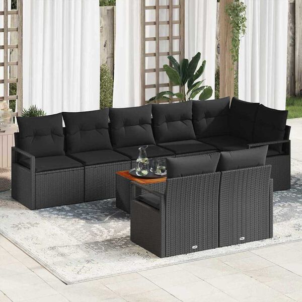 vidaXL Garden Sofa Set 9 pcs Black