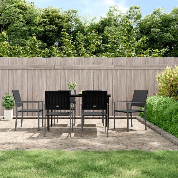 vidaXL 7 Piece Garden Dining Set Poly Rattan and Steel