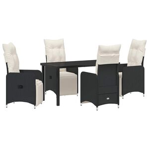 vidaXL Garden Dining Set 5 pcs Black Poly Rattan