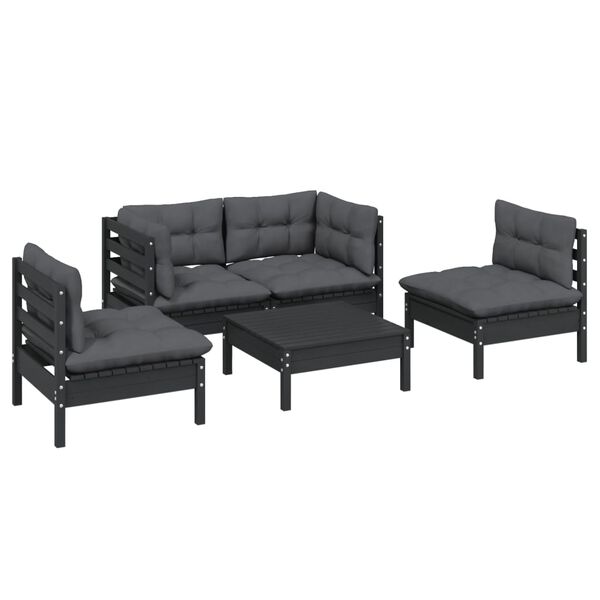 vidaXL 5 Piece Garden Lounge Set with Cushions Solid Pinewood