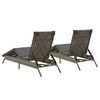vidaXL Sun Loungers with Cushions 2 pcs Grey Poly Rattan