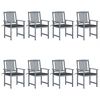 vidaXL Garden Chairs with Cushions 8 pcs Solid Acacia Wood Grey