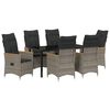 vidaXL Garden Dining Set with Cushion 7 pcs Grey Poly Rattan