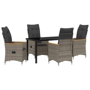 vidaXL Garden Dining Set 5 pcs Grey Poly Rattan