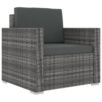 vidaXL 8 Piece Garden Lounge Set with Cushions Poly Rattan Grey