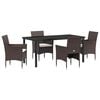 vidaXL Garden Dining Set 5 pcs Brown Poly Rattan