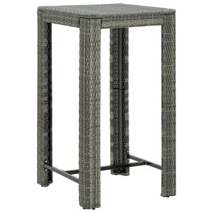 vidaXL Garden Bar Table Grey 60,5x60,5x110,5 cm Poly Rattan
