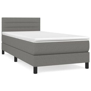 vidaXL Box Spring Bed with Mattress Dark Grey 100x200 cm Fabric