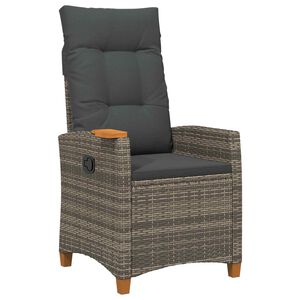 vidaXL Reclining Chair with Tea Plate Poly Rattan
