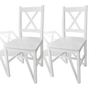 vidaXL Dining Chair | Set of 2 | White | Solid Pine Wood | 83.5 cm tall