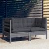 vidaXL 2-Seater Garden Sofa with Anthracite Cushions Solid Wood Pine