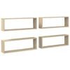 vidaXL Wall Shelf | Set of 4 | Sonoma oak | Engineered wood | 80x15x26.5 cm