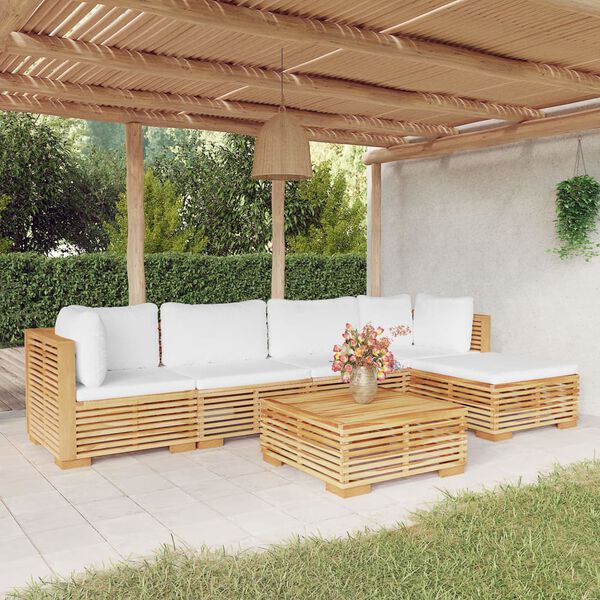 vidaXL 6 Piece Garden Lounge Set with Cushions Solid Teak Wood