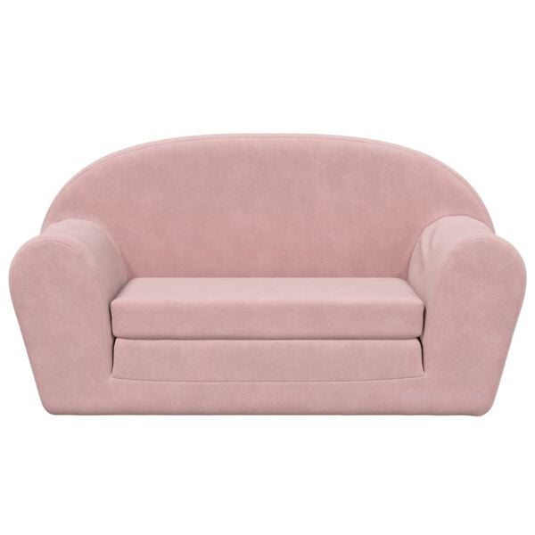 vidaXL Kids' Sofa Bed 2-Seater Pink Soft Plush