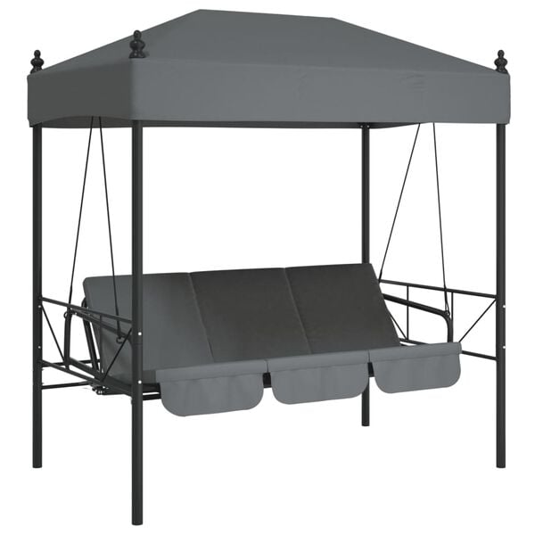 vidaXL Garden Swing Bench with Canopy Dark Grey&nbsp;Steel