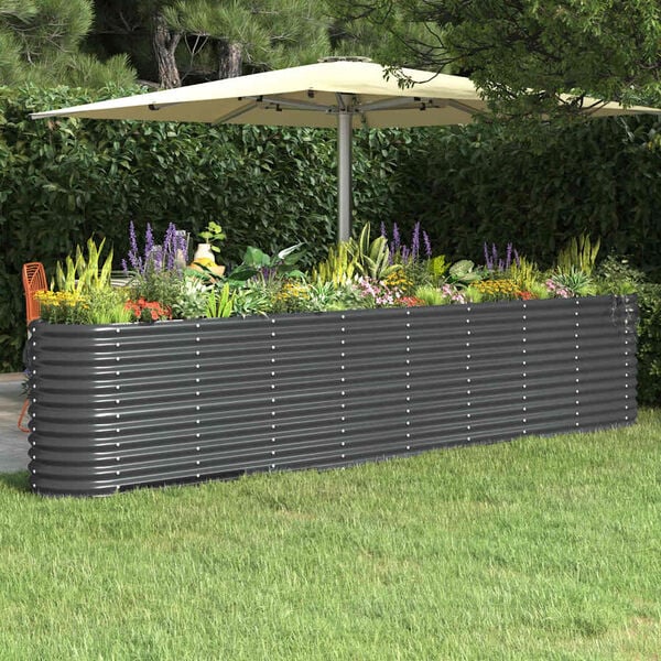 vidaXL Garden Raised Bed Galvanised Steel 332x40x68 cm Anthracite