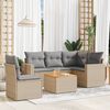 vidaXL 6 Piece Garden Sofa Set with Cushions Mix Beige Poly Rattan