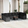 vidaXL Garden Sofa Set with Cushion 11 pcs Black Poly Rattan