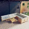 vidaXL 10 Piece Garden Lounge Set with Cream Cushions Pinewood