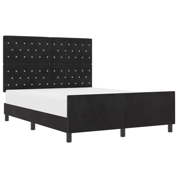 vidaXL Bed Frame with Headboard Black 152 x 203 cm Velvet