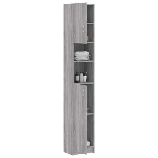 vidaXL Bathroom Cabinet Grey Sonoma 32x25.5x190 cm Engineered Wood