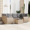 vidaXL 7 Piece Garden Sofa Set with Cushions Beige Poly Rattan