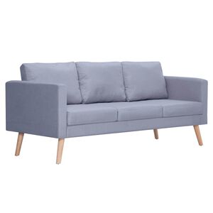 vidaXL Sofa 3-Seater Fabric Light Grey