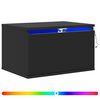 vidaXL Wall-mounted Bedside Cabinets with LED Lights 2 pcs Black