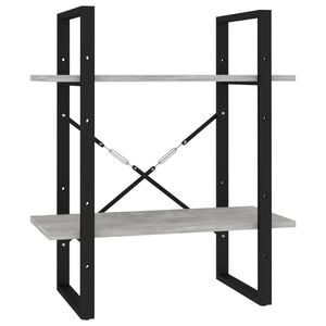 vidaXL 2-Tier Book Cabinet Concrete Grey 60x30x70 cm Engineered Wood