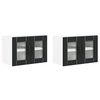 vidaXL Wall Glass Cabinet LUCCA 2 pcs Black Engineered Wood