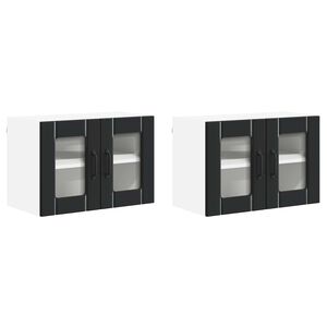vidaXL Wall Glass Cabinet LUCCA 2 pcs Black Engineered Wood