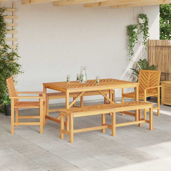 vidaXL Garden Dining Set 5 pcs Brown Solid acacia wood