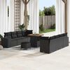 vidaXL Garden Sofa Set with Cushion 11 pcs Black Poly Rattan