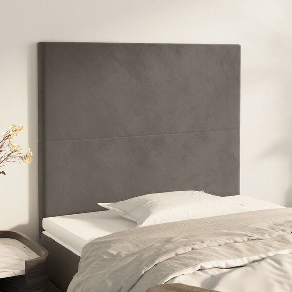 vidaXL Headboard Dark Grey 80x5x118/128 cm Velvet