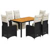 vidaXL 7 Piece Garden Bistro Set with Cushions Black Poly Rattan