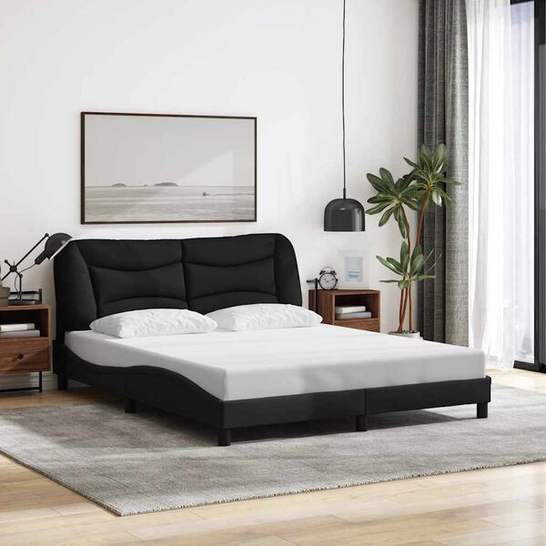 vidaXL Bed Frame without Mattress "Hvar" Black 152x203 cm Queen Fabric